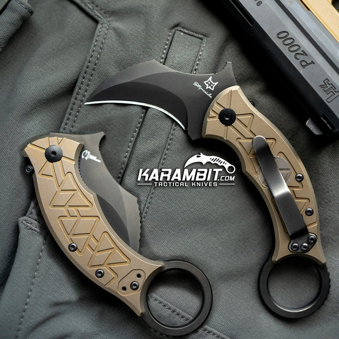 Fox 802 TiPVD Marcaida M390 Titanium Folding Karambit - Emerson Wave