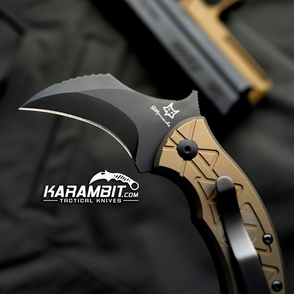 Fox 802 TiPVD Marcaida M390 Titanium Folding Karambit - Emerson Wave