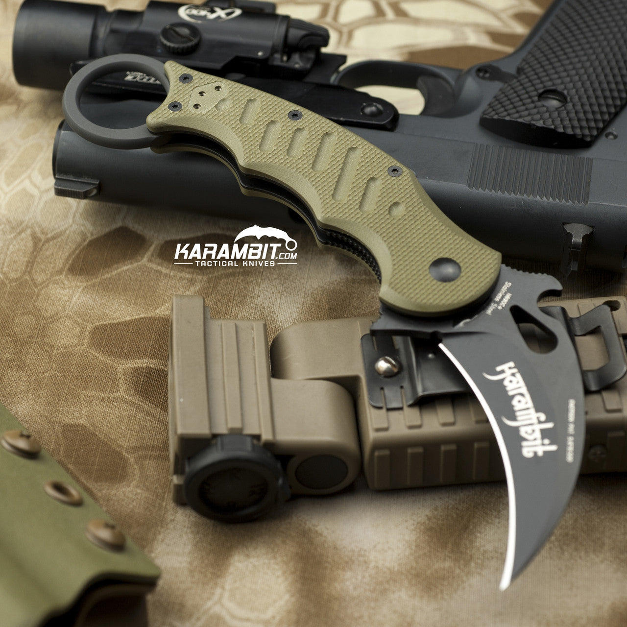 Fox 599 OD Green G10 Folding Karambit - Emerson Wave