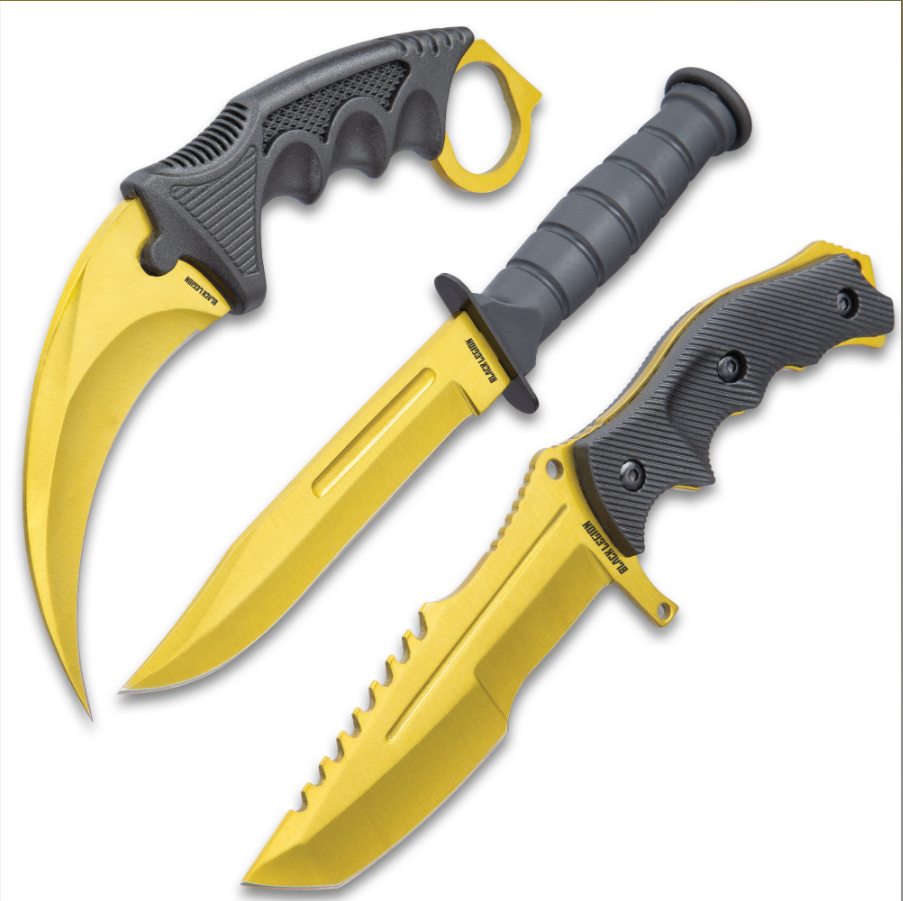 Solar Gold Fixed Blade Knife Set | Black Legion (BV573)