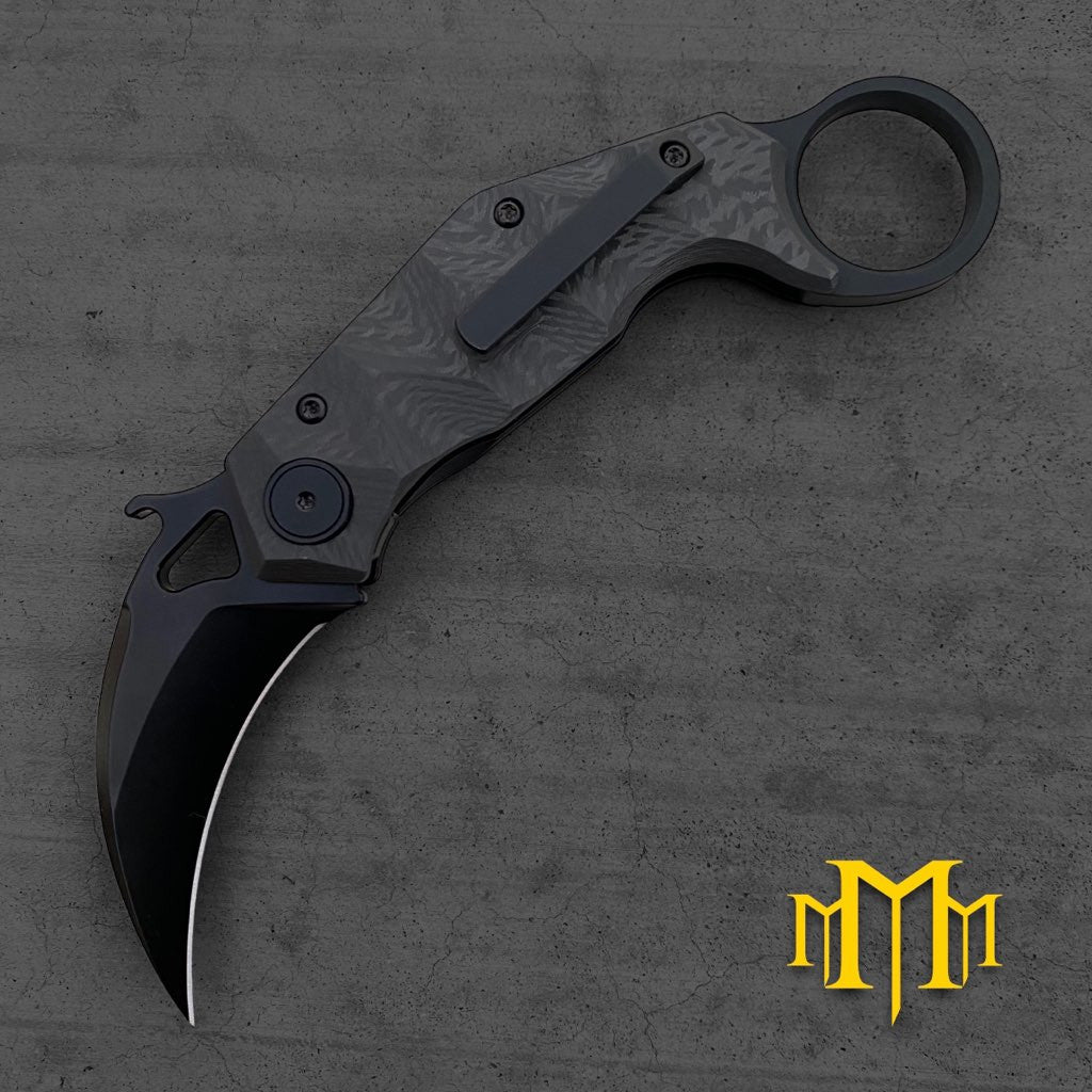 UDT Knives M390 Carbon Fiber Folding Karambit (UDTM390CFBlk)