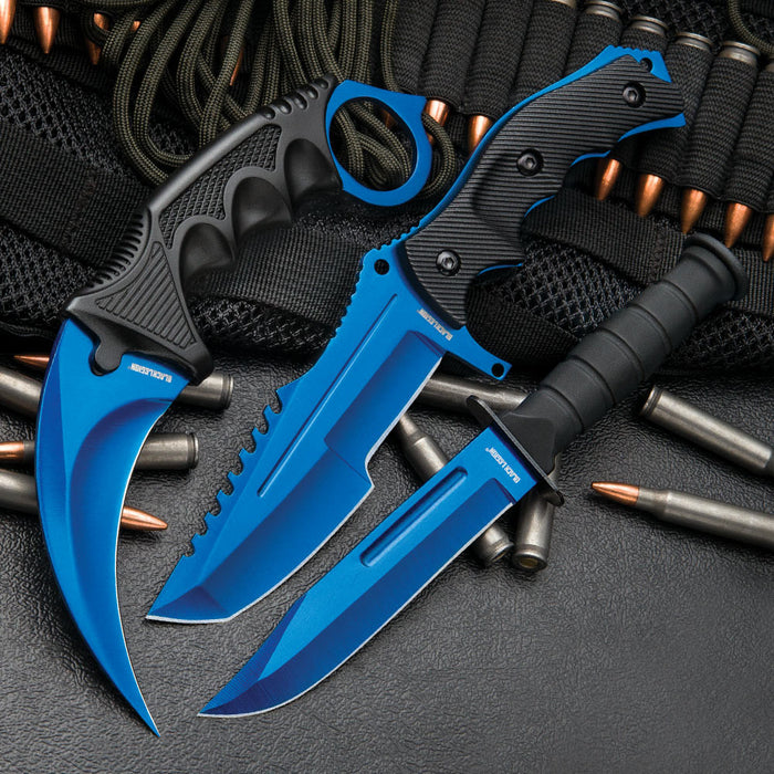 Blue Fixed Blade Knife Set (17 BV391)