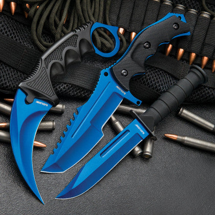 Blue Fixed Blade Knife Set | Black Legion