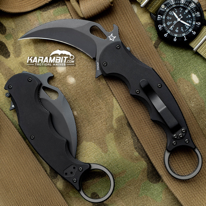 Fox 479 EVO Black Aluminum Folding Karambit - LAWKS (FX-EVO-479-Alum-B)