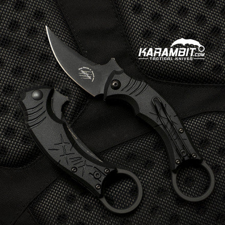 Bastinelli Dark Stonewashed Folding Black Mako Karambit