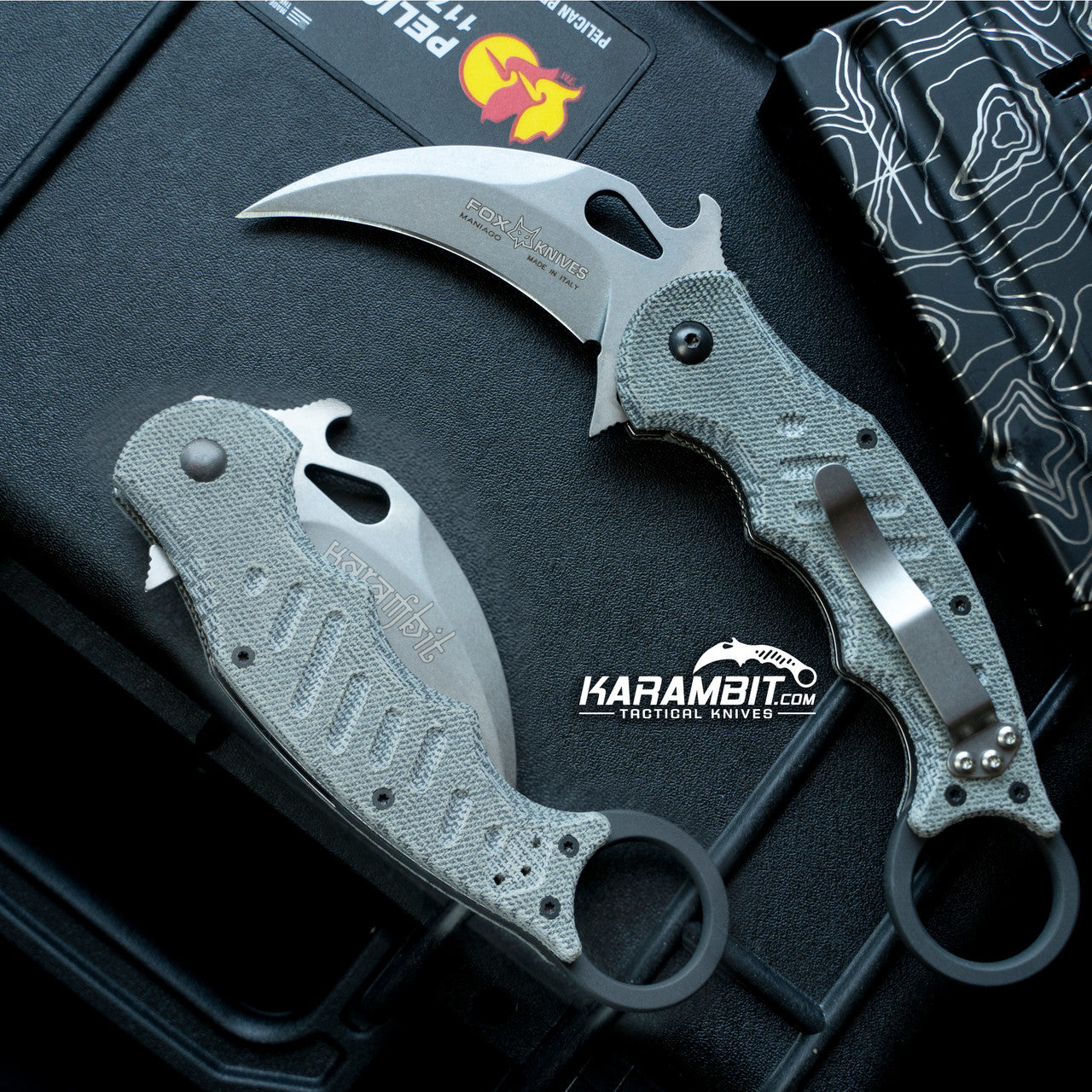 Fox 479 Stonewashed Micarta G10 Folding Karambit - Emerson Wave (FOX479MIBSW)