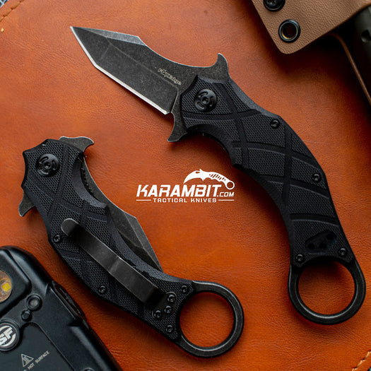 FoxUSA The Claw Straight Black G10 Folding Karambit - Emerson Wave (FE-014)