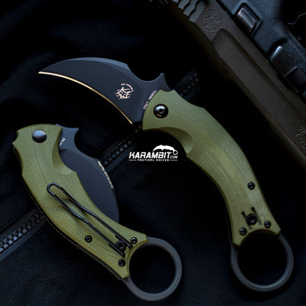 Fox Bastinelli Black Bird OD Green Folding Karambit - Emerson Wave