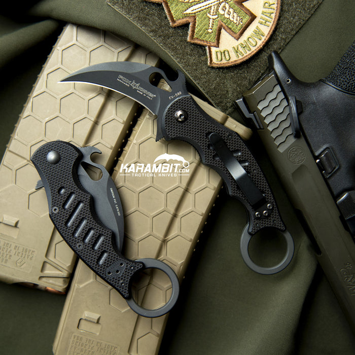 Fox 599 Black G10 Folding Karambit - Emerson Wave (FX599)