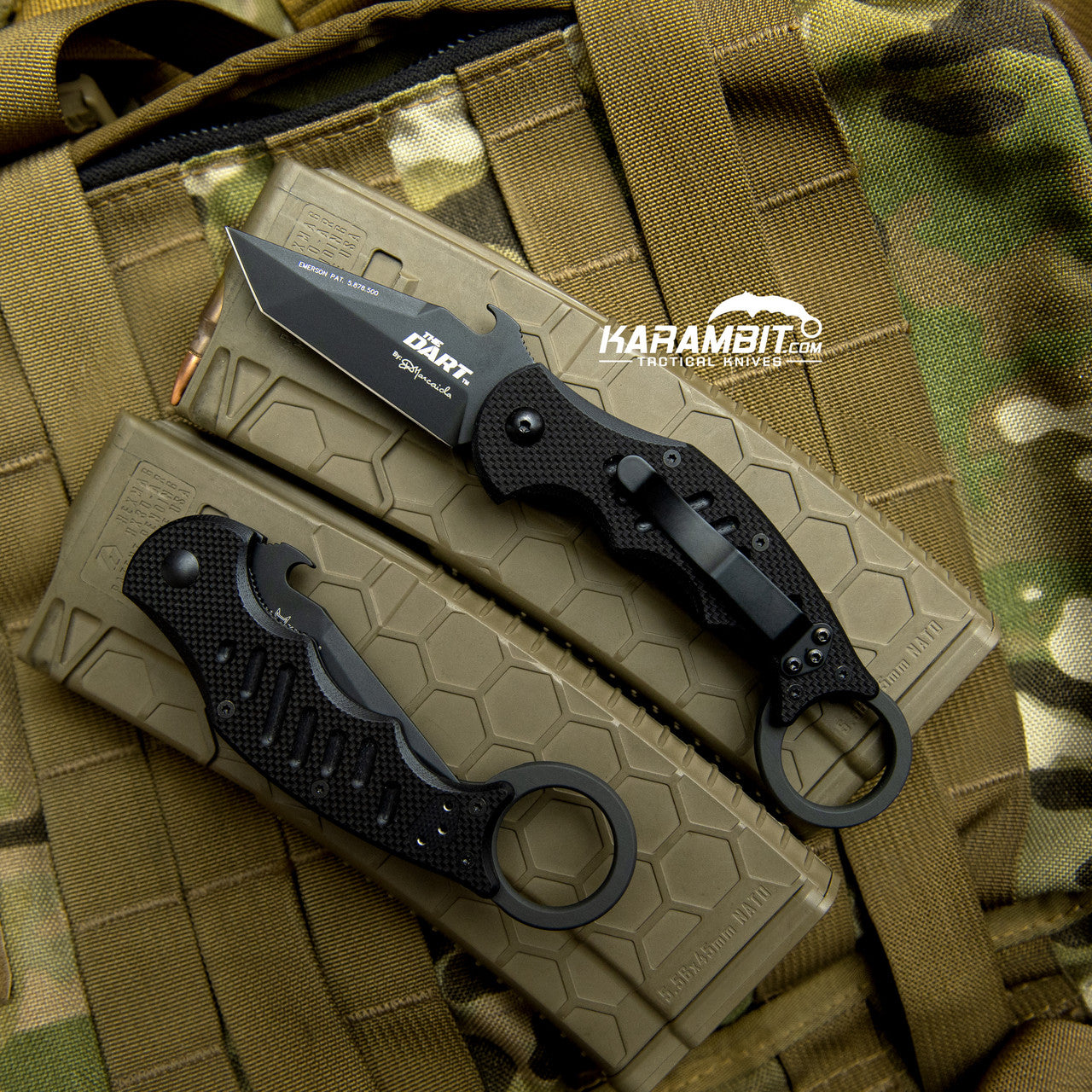 Fox Dart Black G10 Folding Karambit - Emerson Wave (FX597)