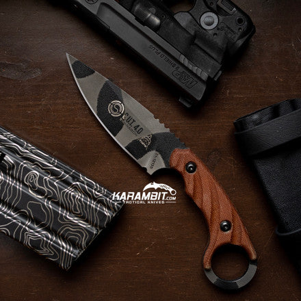 TOPS C.U.T. 4.0 Micarta Fixed Karambit Camo