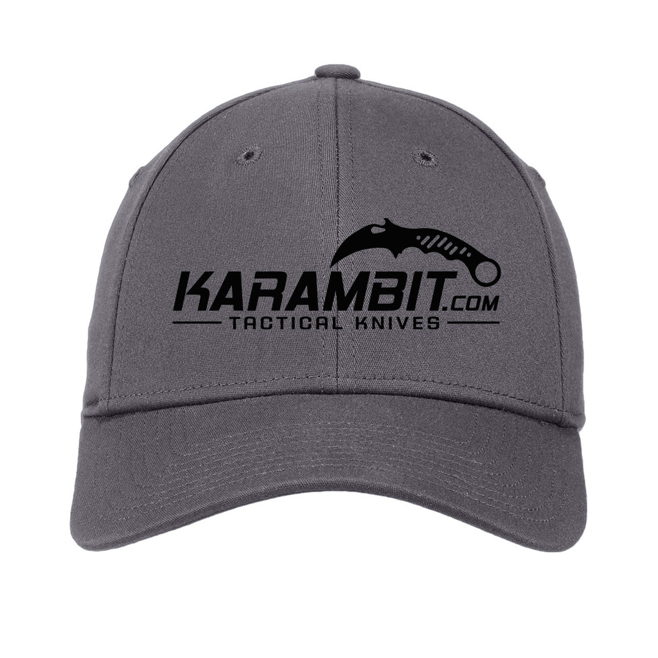 Karambit.com New Era® - Structured Stretch Cotton Hat - Graphite - front view. (KbitHat-GRAPHITE)
