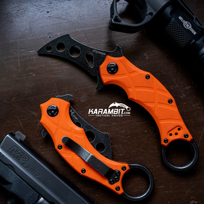 FoxEdge The Claw Orange G10 Folding Karambit Trainer - Emerson Wave (FE-016T)