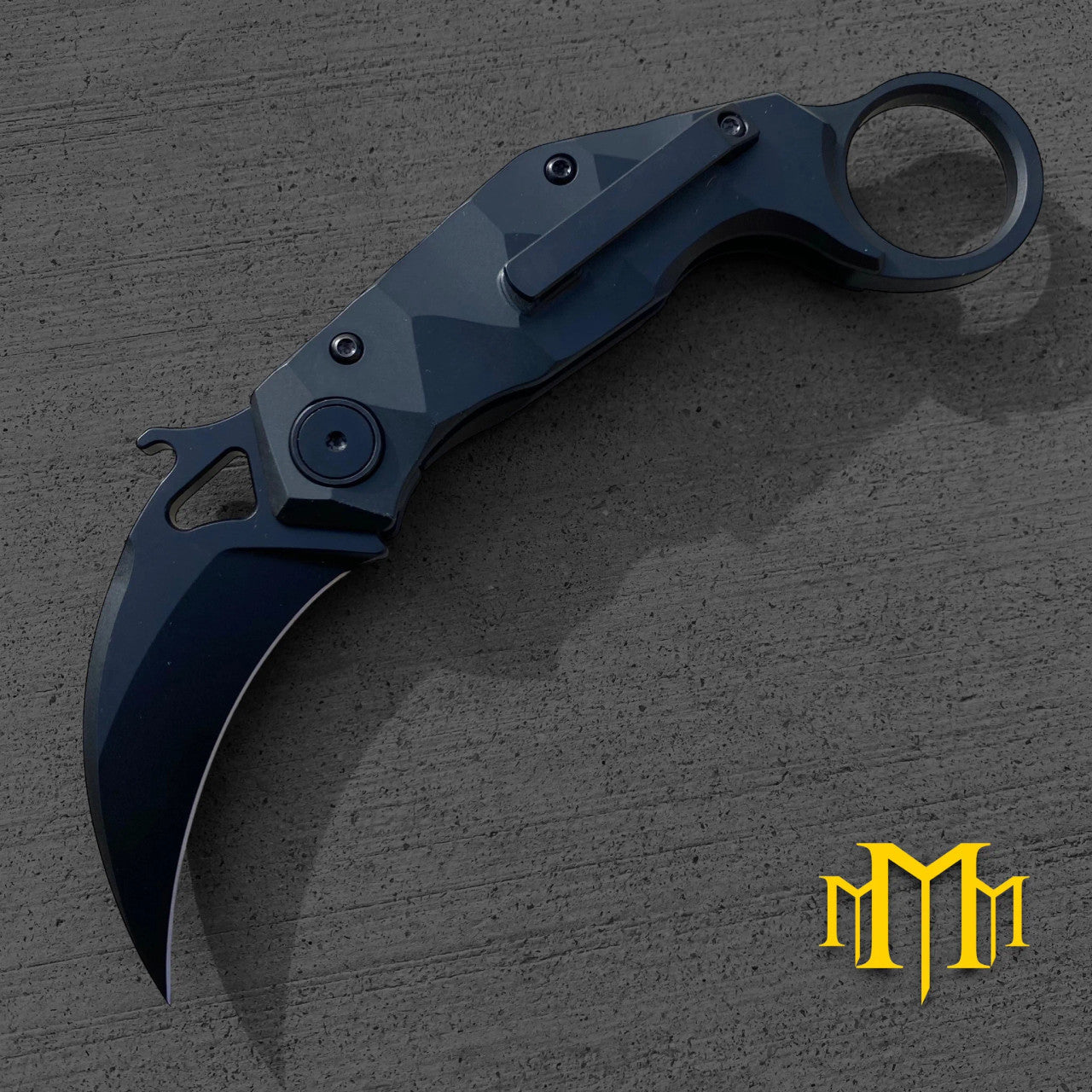 UDT Knives M390 Full Titanium Black Folding Karambit (UDTM390FllTtnmBlk)