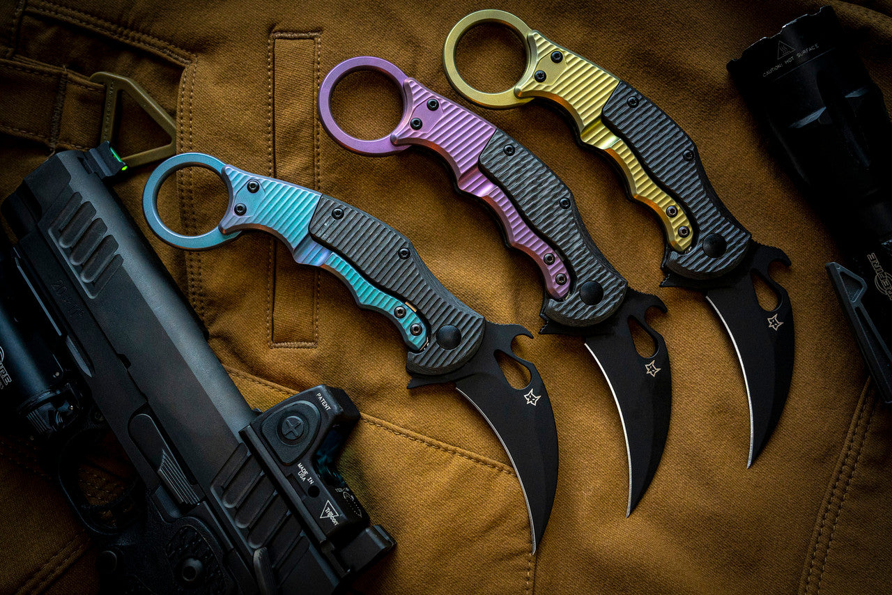 Fox 599Tic Gold Folding Karambit - Emerson Wave (BB-599TicP)