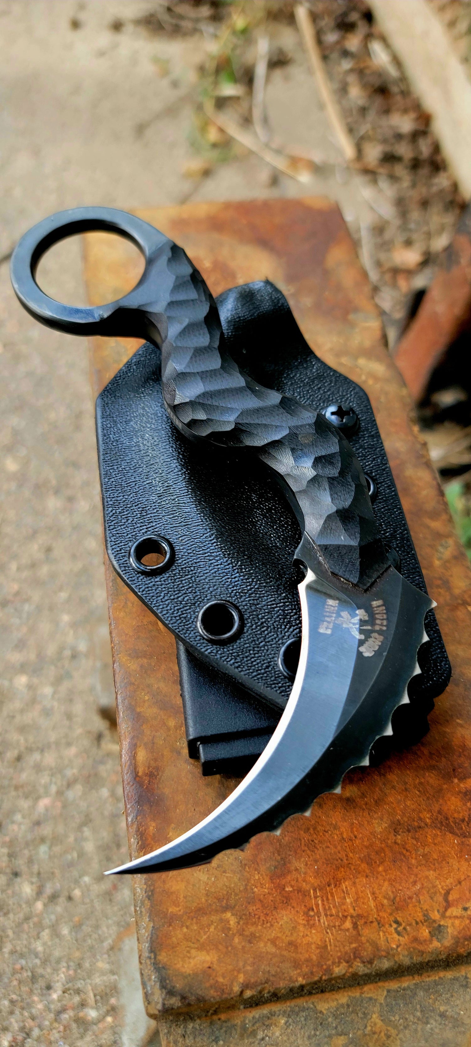 Angel Fire Texas Death Adder with Serrations Karambit