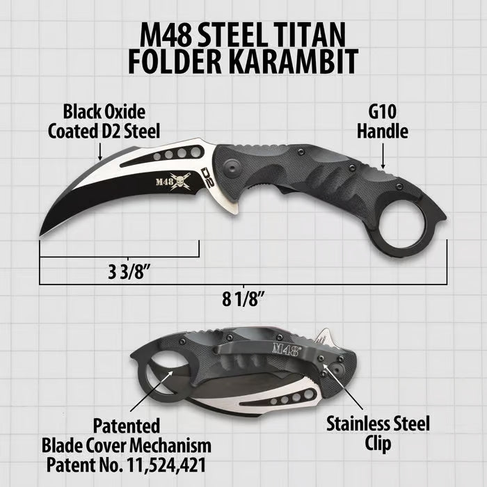 M48 Steel Titan D2 Folding Karambit