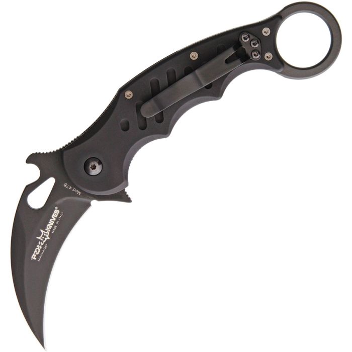 Fox 478 Black Aluminum Folding Karambit - Emerson Wave