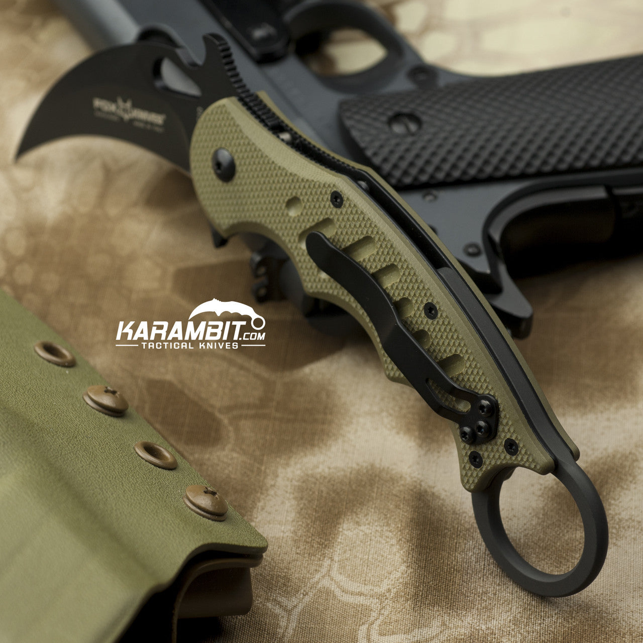 Fox 599 OD Green G10 Folding Karambit - Emerson Wave