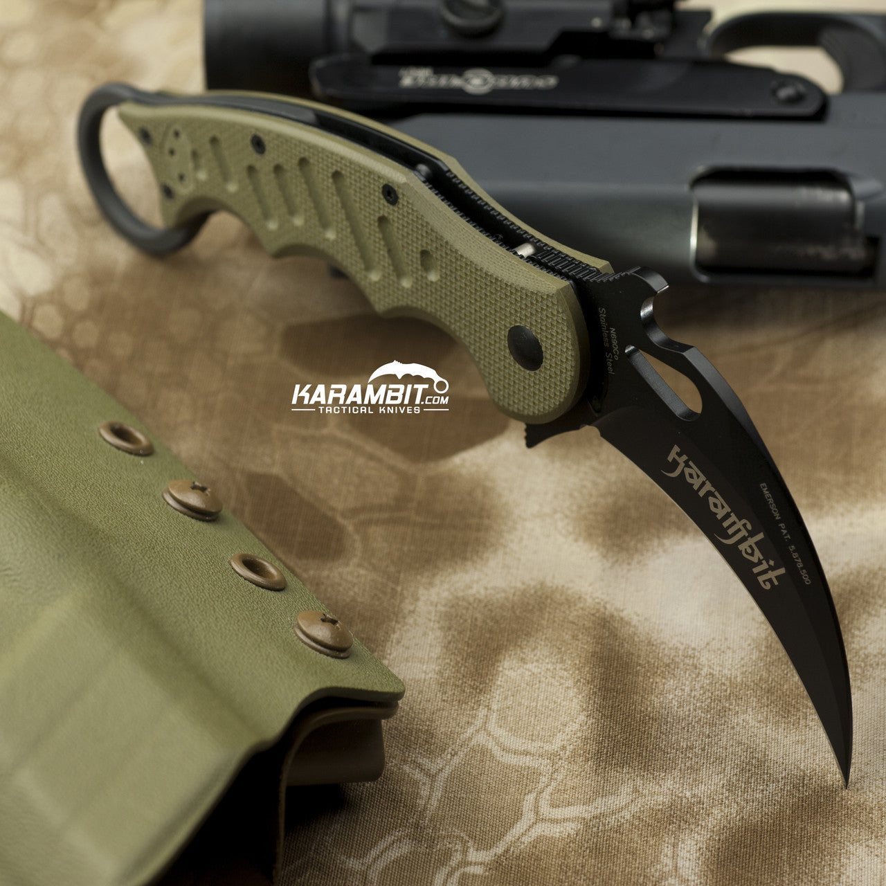 Fox 599 OD Green G10 Folding Karambit - Emerson Wave