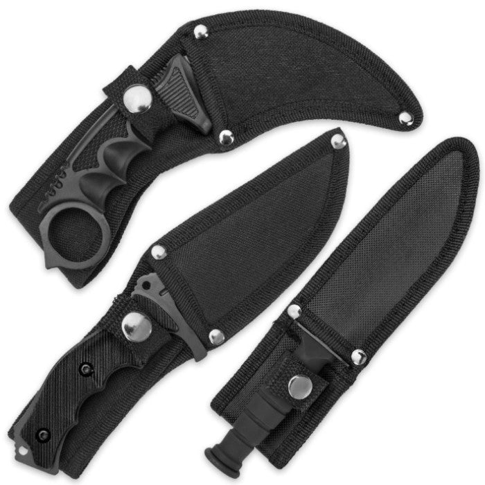 MTech Black Fixed Blade Knife Set | Karambit, Huntsman & Combat (17 BV445)