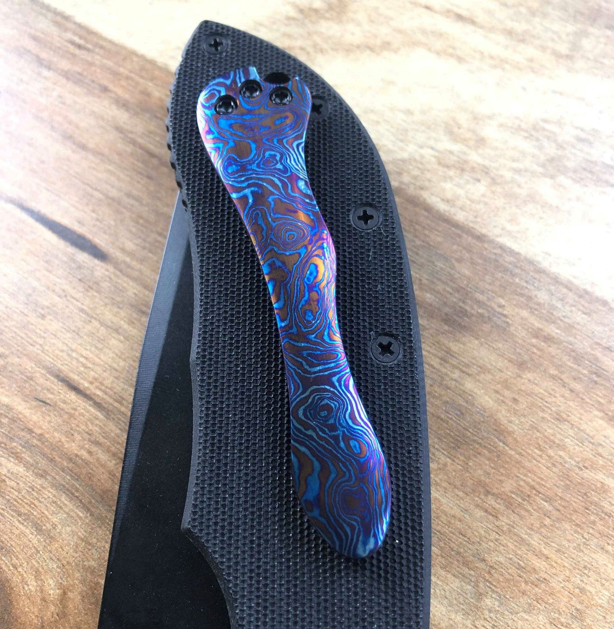 Custom Emerson Commander Knife Timascus Pocket Clip